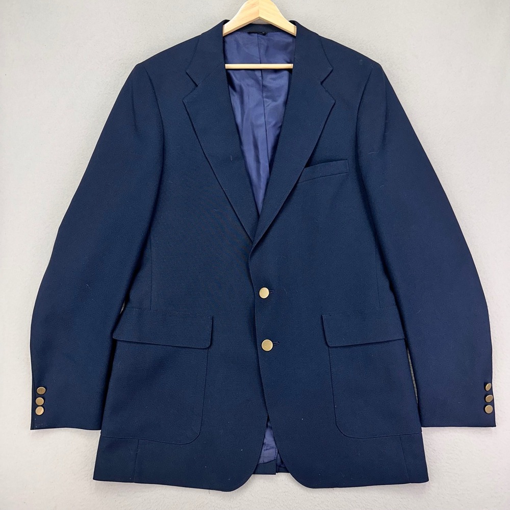 Vintage Levi's Action Suit‎ Blazer Jacket Mens 42L Blue 2-Button Sport Coat 80s